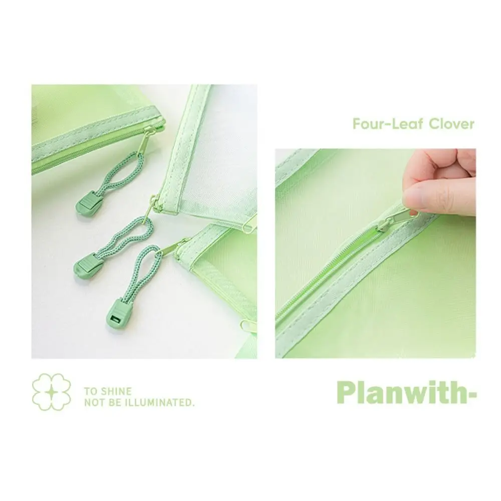 

New Large Capacity Student File Folder Student Supplies Transparent Student Mesh File Bag A4 Zipper File Storage Bags