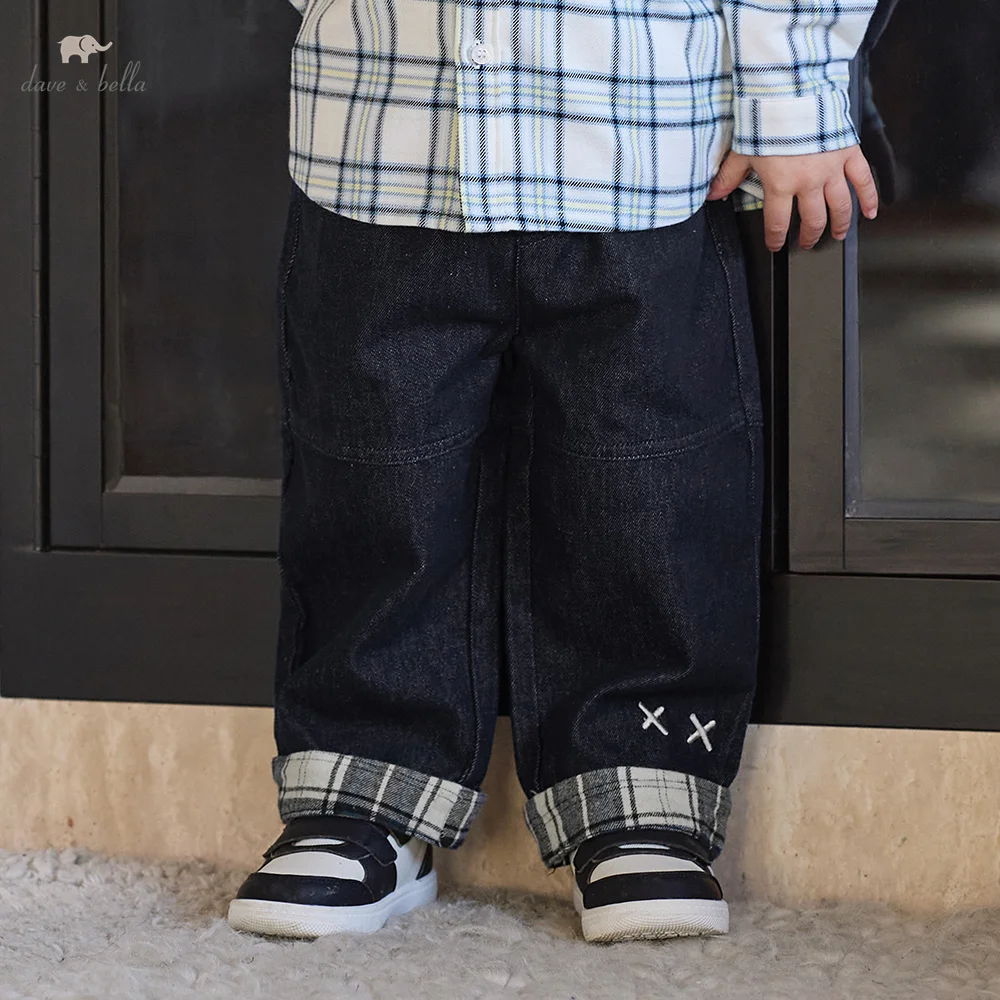 Dave Bella Trousers For Children Boys' Autumn Clothes Jeans Pants Ages 5 And 6 Denim Blue Fashion Cowboy High-quality DB3261126