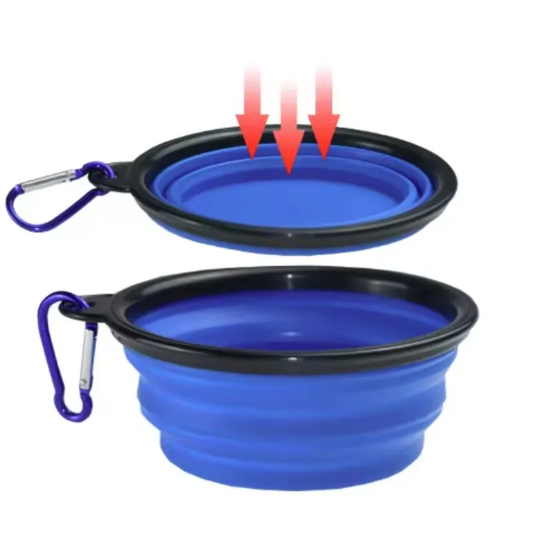New 2 in 1 Collapsible Dog Travel Bowl Double Bowls Folding Food Water Bowl Portable Hangable Dog Feeder for Outdoor Dog Product