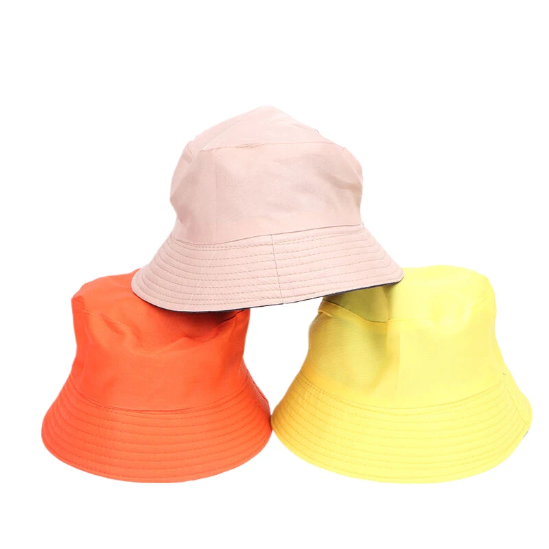 Reversible Dacron Bucket Hat Two Side Wear Unisex Simple Cap Men Women Panama Cap Beach Fishing Sunhat