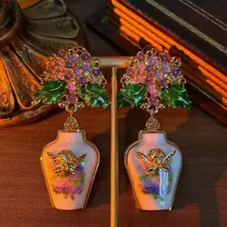 Vase classic fashion exaggerated flower earrings