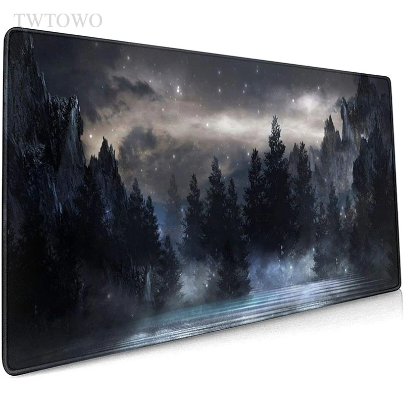 Black Night Sky Mountain Forest Mouse Pad Gamer XL New Custom Home Mousepad XXL MousePads Anti Slip Carpet Soft PC