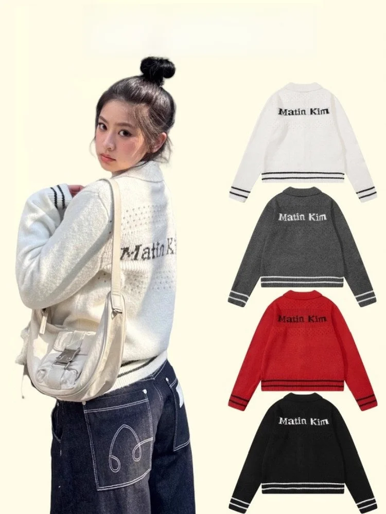 

Женский вязаный свитер на молнии с вышивкой логотипа Ba Letter, с воротником, длинными рукавами, теплый, верхняя одежда для весны, осени, зимы