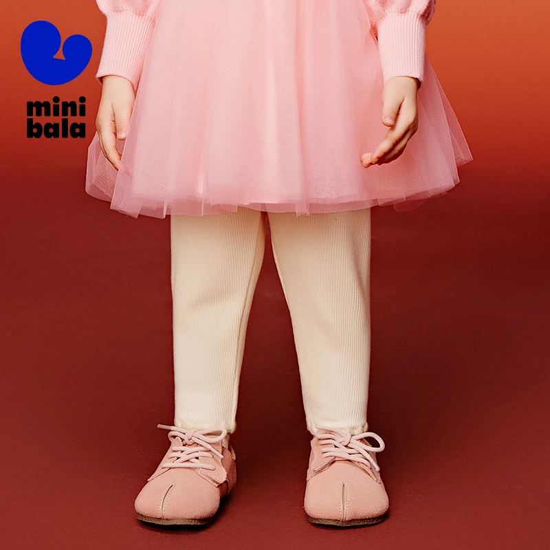 

Утепленные леггинсы на флисовой подкладке для девочек Mini Bala, детские длинные брюки, теплые высокоэластичные зимние брюки