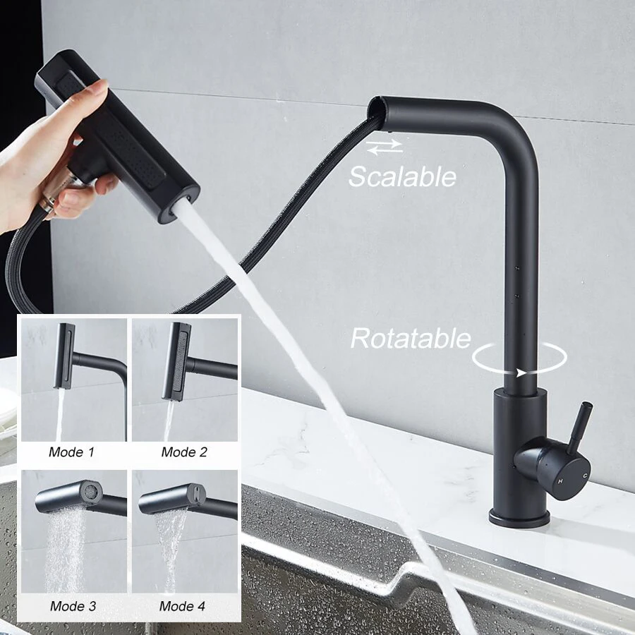 Lavello in acciaio inossidabile Lavabo per verdure Rubinetto da cucina Estraibile Multifunzionale 4 modalità Miscelatore Rubinetto da cucina Cascata