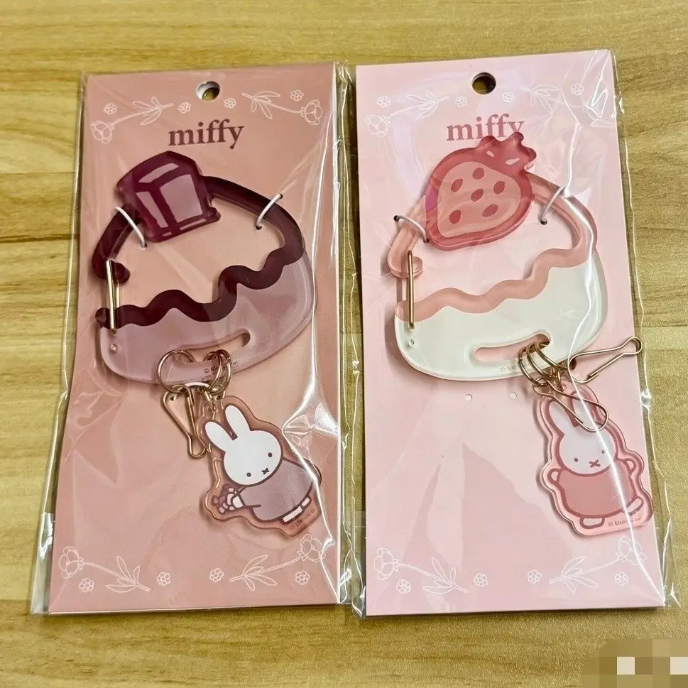 Miffy Acrylic Carabiner Keychain Japanese Fruit Series Cute Sweet Girl Heart Pendant Bag Charm Keyring Gift for Women Girls