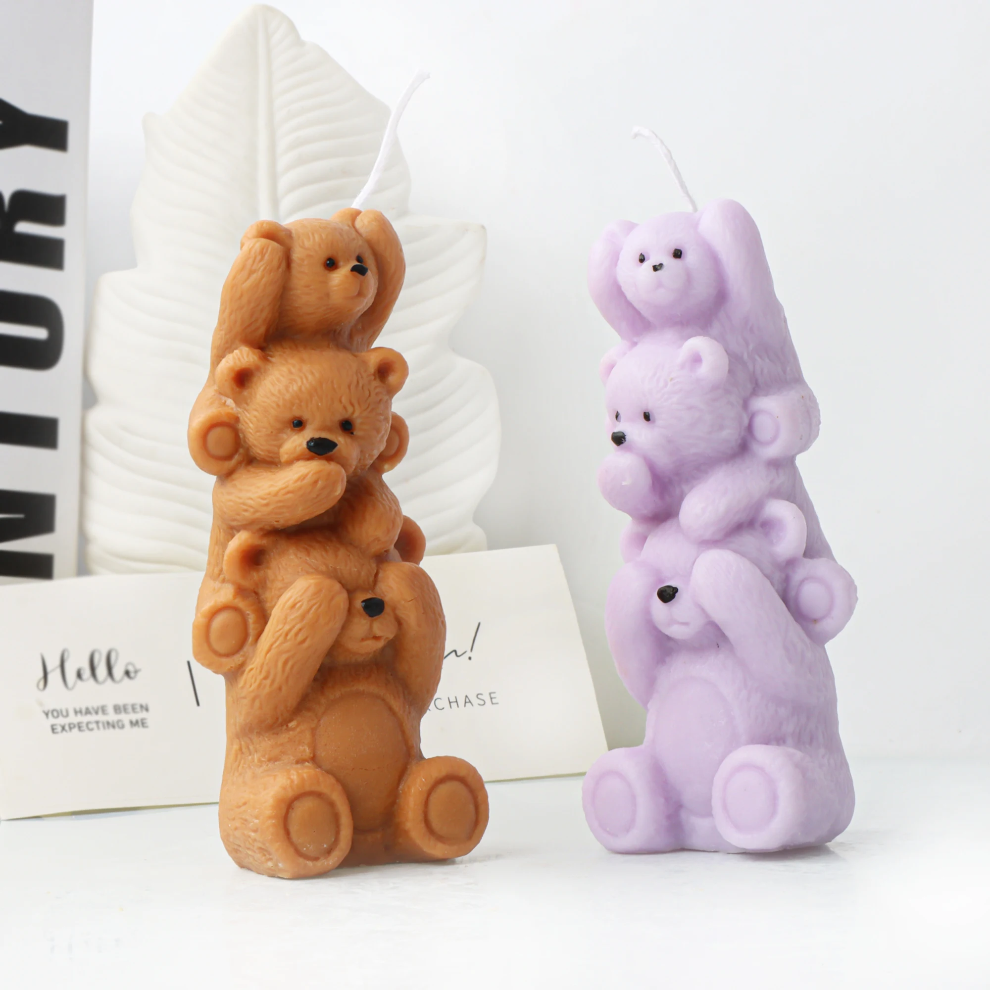 3D Stacked Animal Silicone Mold Overlap Design DIY Cute Bear Monkey Candle Mold Handmade Gypsum Aromatherapy Candle Making Tool