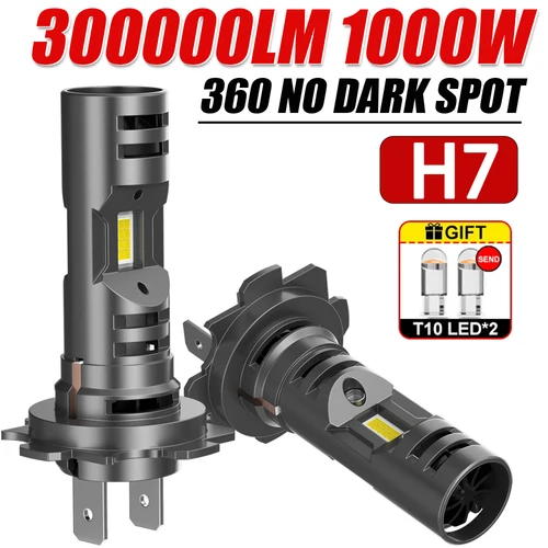 Imagen 1 del producto Faros delanteros de coche H7, luces Led para coche, bombilla de faro CSP de 6000K, lámpara blanca de circulación diurna para automóvil, ventiladores de refrigeración duales Plug & Play