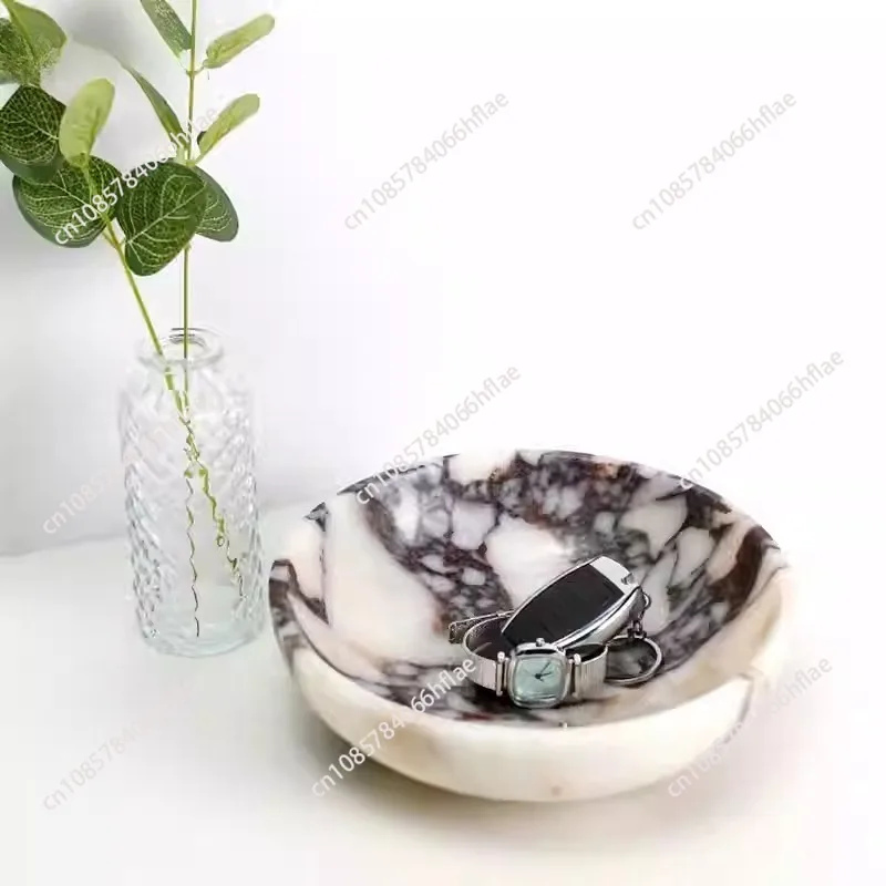 Light Luxury And Retro Natural Marble Home Living Room Fruit Snack Storage Bowl Jewelry And Jewelry A Mini Ornament