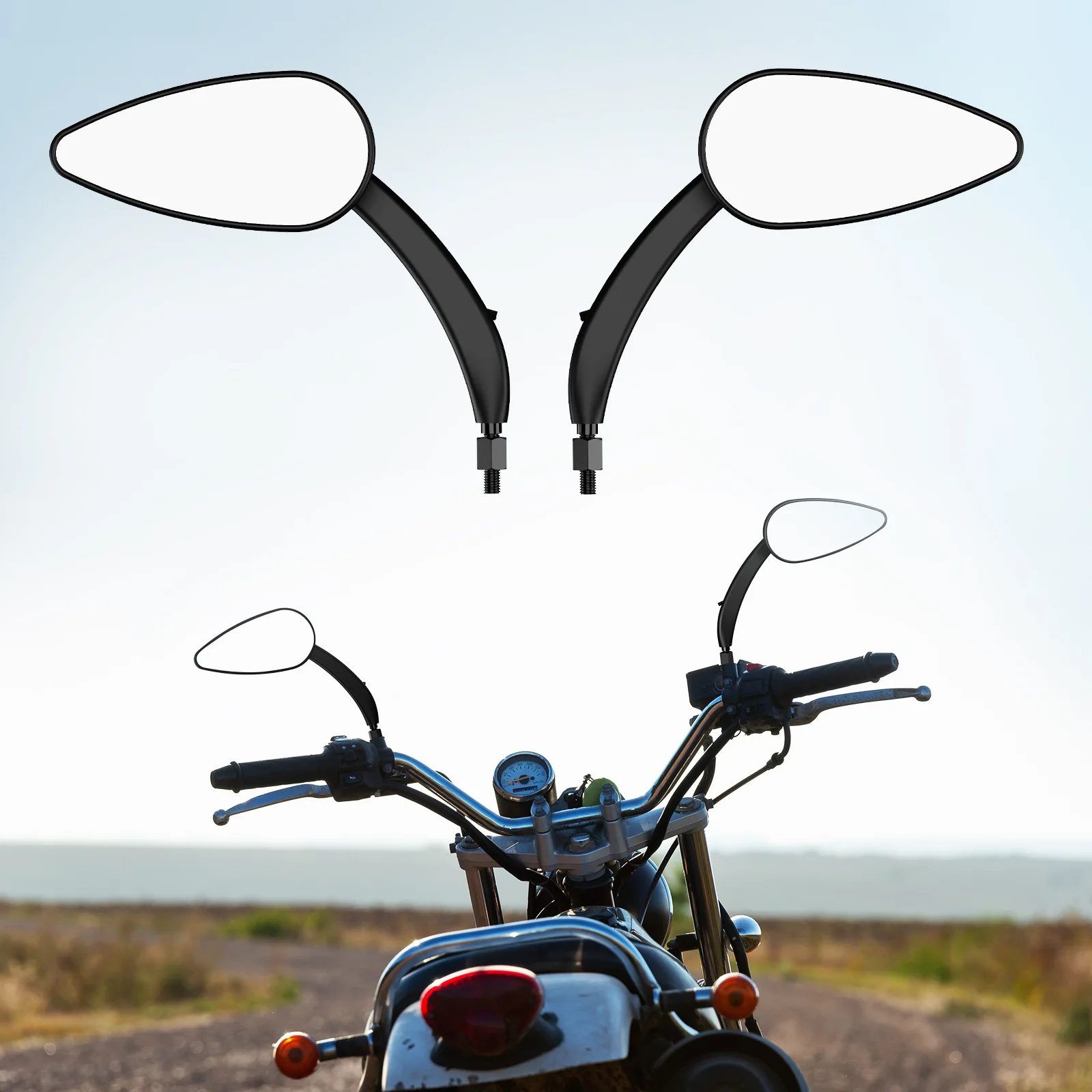 For Harley LED Motorcycle Black with Lights Silver Universal Reversing Mirror