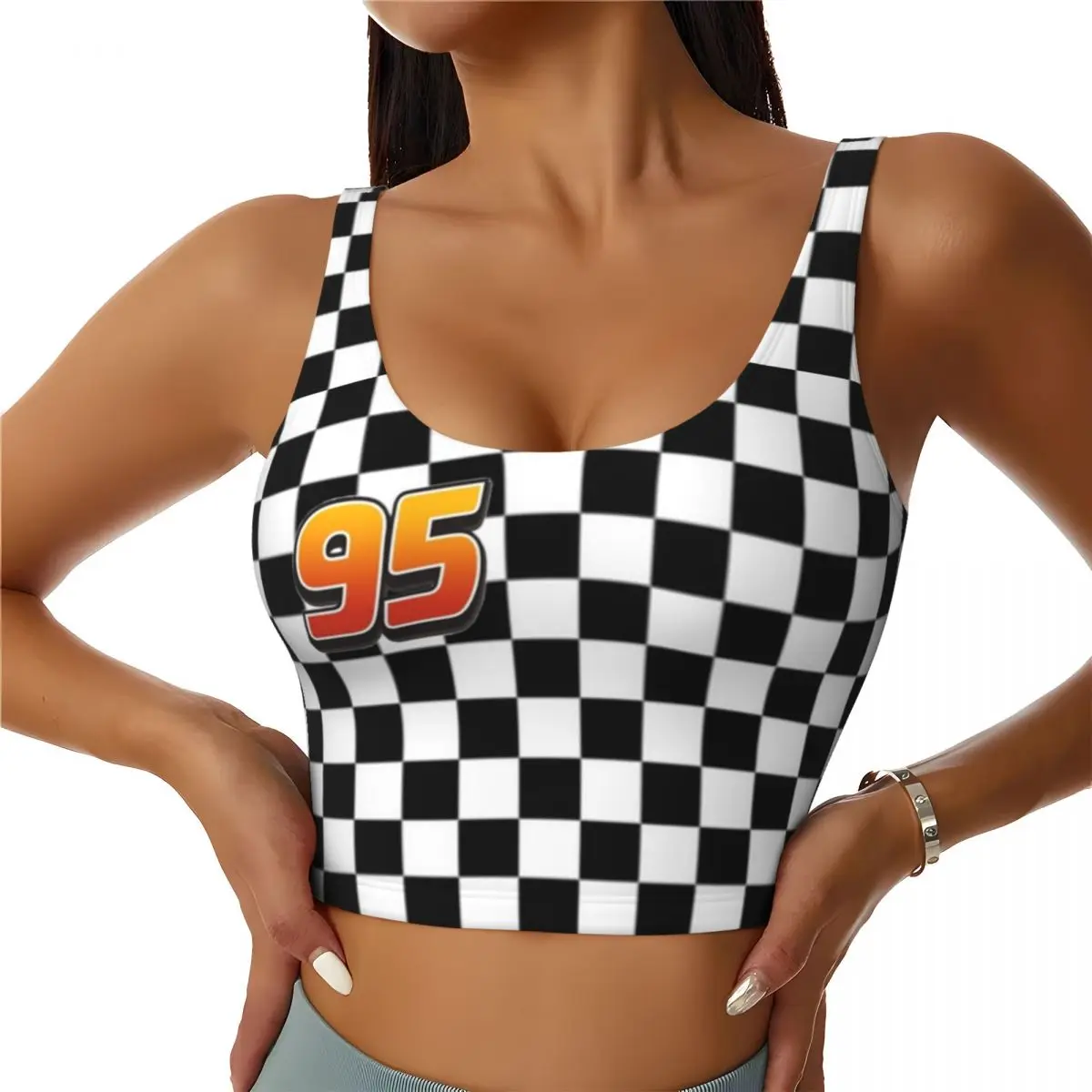 

Custom High Impact Lightning McQueen 95 Sports Bra Women Cartoon Gym Workout Yoga Crop Top