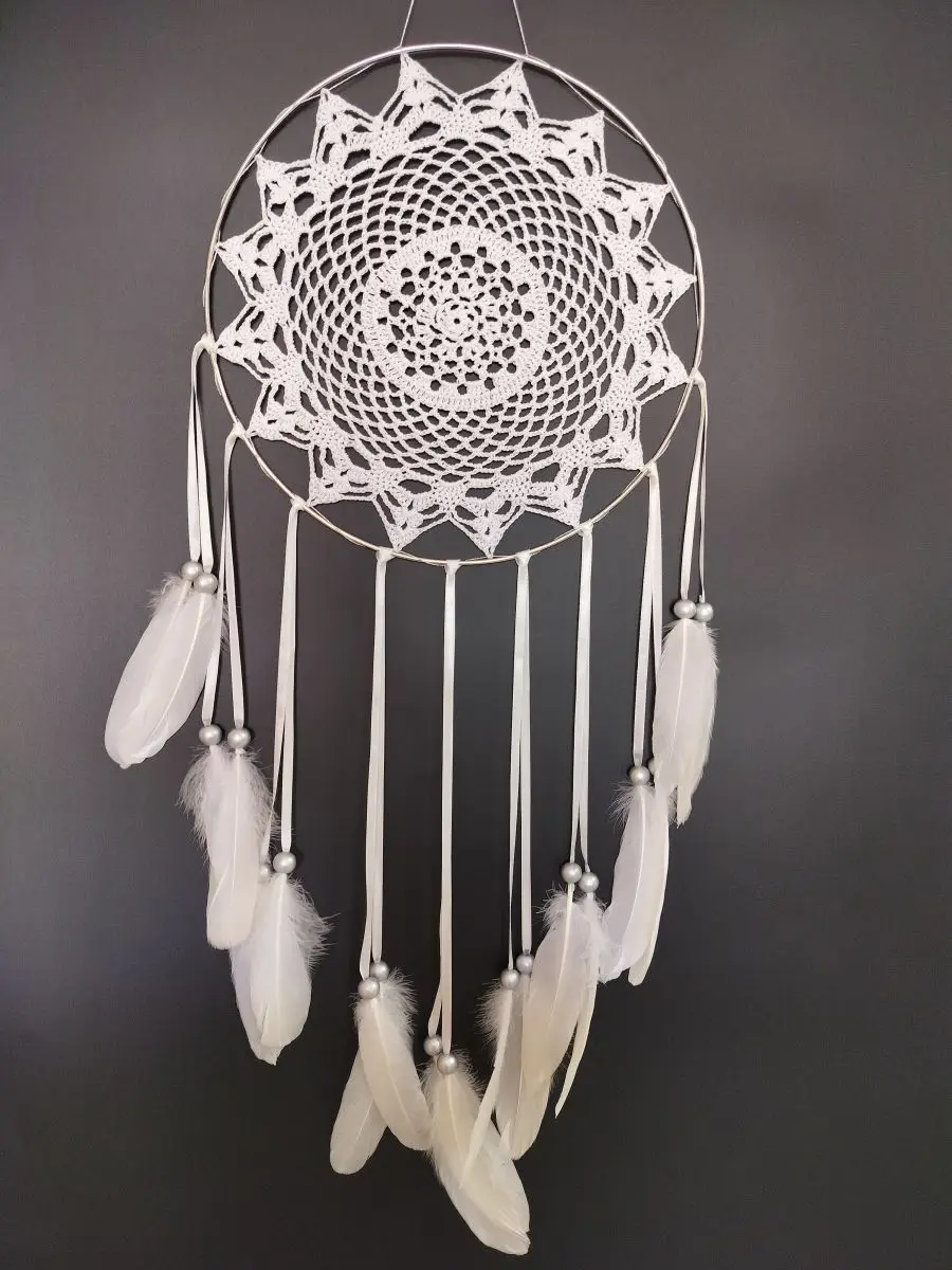 

Big Silver Beads Dream Catcher Large Wall Hanging Dreamcatcher Handmade Bedroom Living Room Decorating Craft Decor Gift For Kids