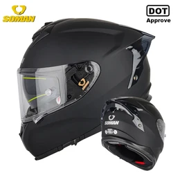 SOMAN Motorcycle Helmet Man Women Double Lens Full Face Helmets Visor Moto Cascos Capacetes Racing accessories DOT Approved