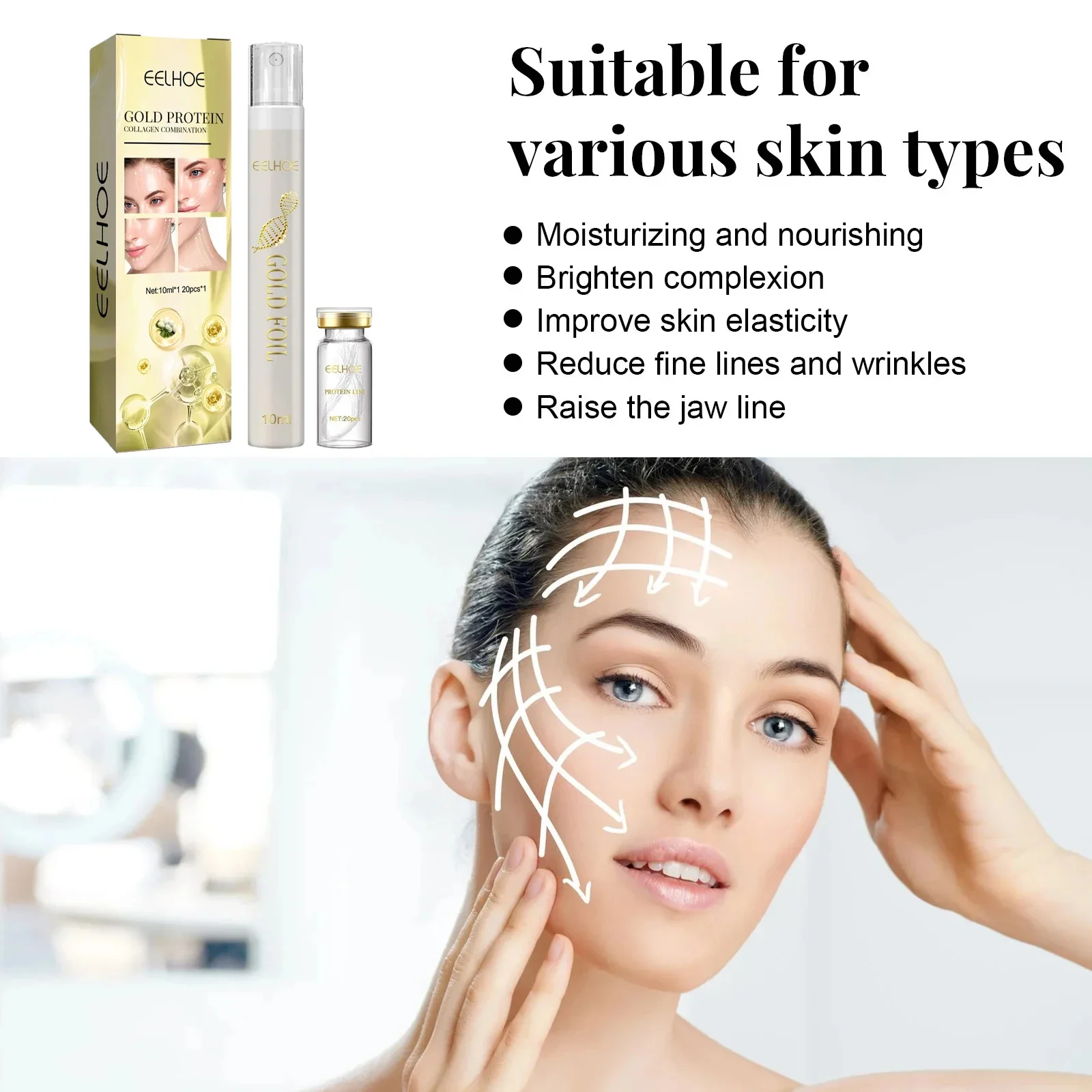 Collagen Protein Thread Instant Wrinkle Remover Serum Set Lifting Firming Soluble Absorbable Face Filler Anti-aging Skin Care