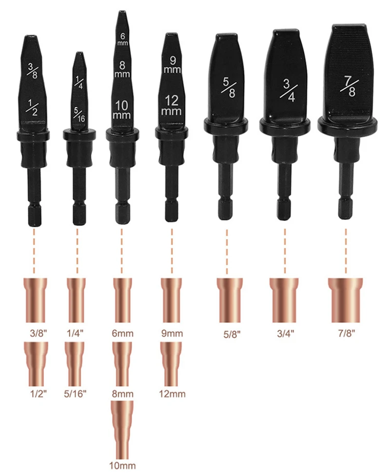 5pcs Flaring Hex Handle Practical Tube Expander Set Accurate Rotary Tool Durable Swaging Air Conditioner Copper Pipe Drill Bits