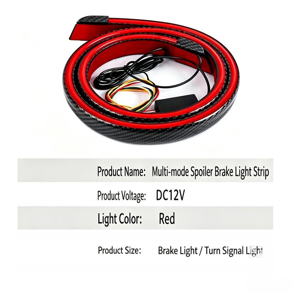 Universal Carbon Fiber Car Spoiler LED Light Strip 12V Flowing Turn Signal Brake Warning Lamp Multi‑Mode Rear Trunk Lip Tail Li - view 5