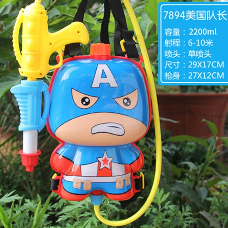 Anime Marvel figurka Iron Man Spiderman lalka plecak pistolet na wodę zabawka kreskówka kąpiel plażowa dryfowanie prezenty urodzinowe dla dzieci