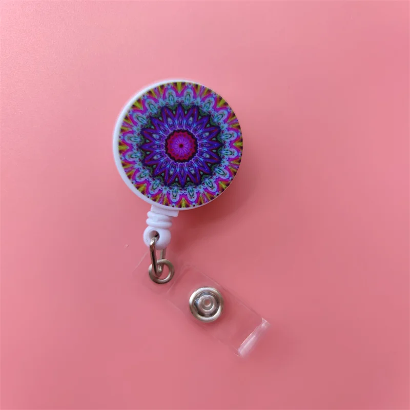 Mandala Ausziehbarer Kartenhalter mit Schnalle für Damen, Geschäfts-Ausweisklammer, Kartenhalter für Mädchen, Ärzte, Krankenschwestern, Ausweishalter – Detail 35