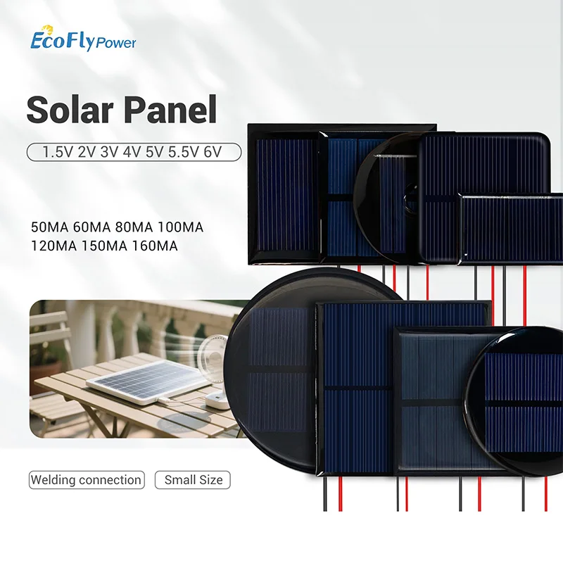 1PC 1.5V 2V 3V 4V 5V 5.5V 6V 50MA 60MA 80MA 100MA 120MA 150MA 160MA with wire Mini Round/Square DIY Solar Charger