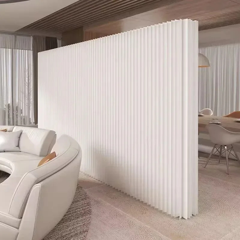 Office Partition, Home Decoration Partition Screen, White Brown Accordion Paper Wall, Room Partition, Foldable Partition