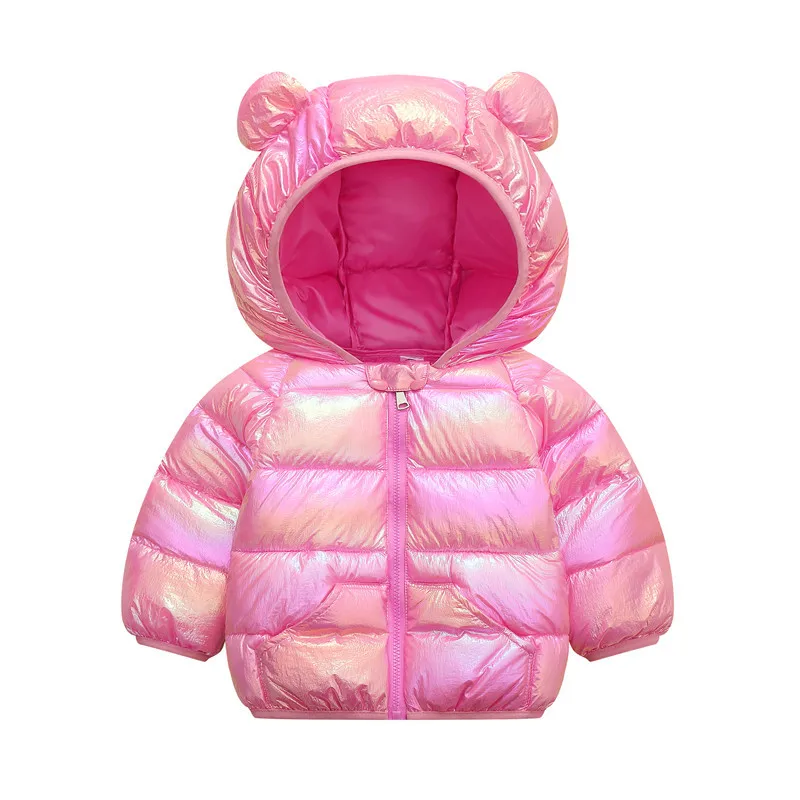 

Baby Boys Girls Hooded Zipper Lightweight Down Jackets Kids Cotton-padded Solid Coat Children's Autumn Winter Warm Outerwear