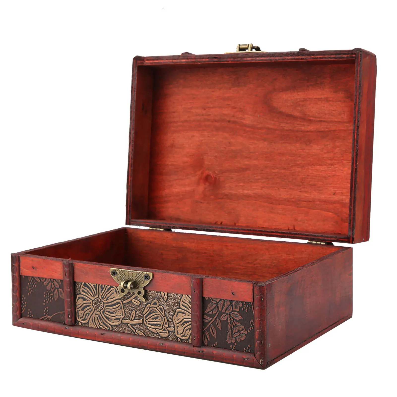 Vintage Wooden Storage Box Treasure Chest Chinese Style Small Size Book Jewelry Storage Case Organizer Desktop Decoration