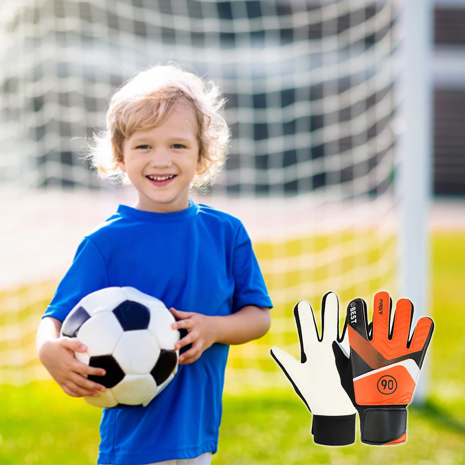 Luvas de goleiro para crianças jovens goleiro luvas de futebol profissional com alça de pulso apertada completa dedos proteção