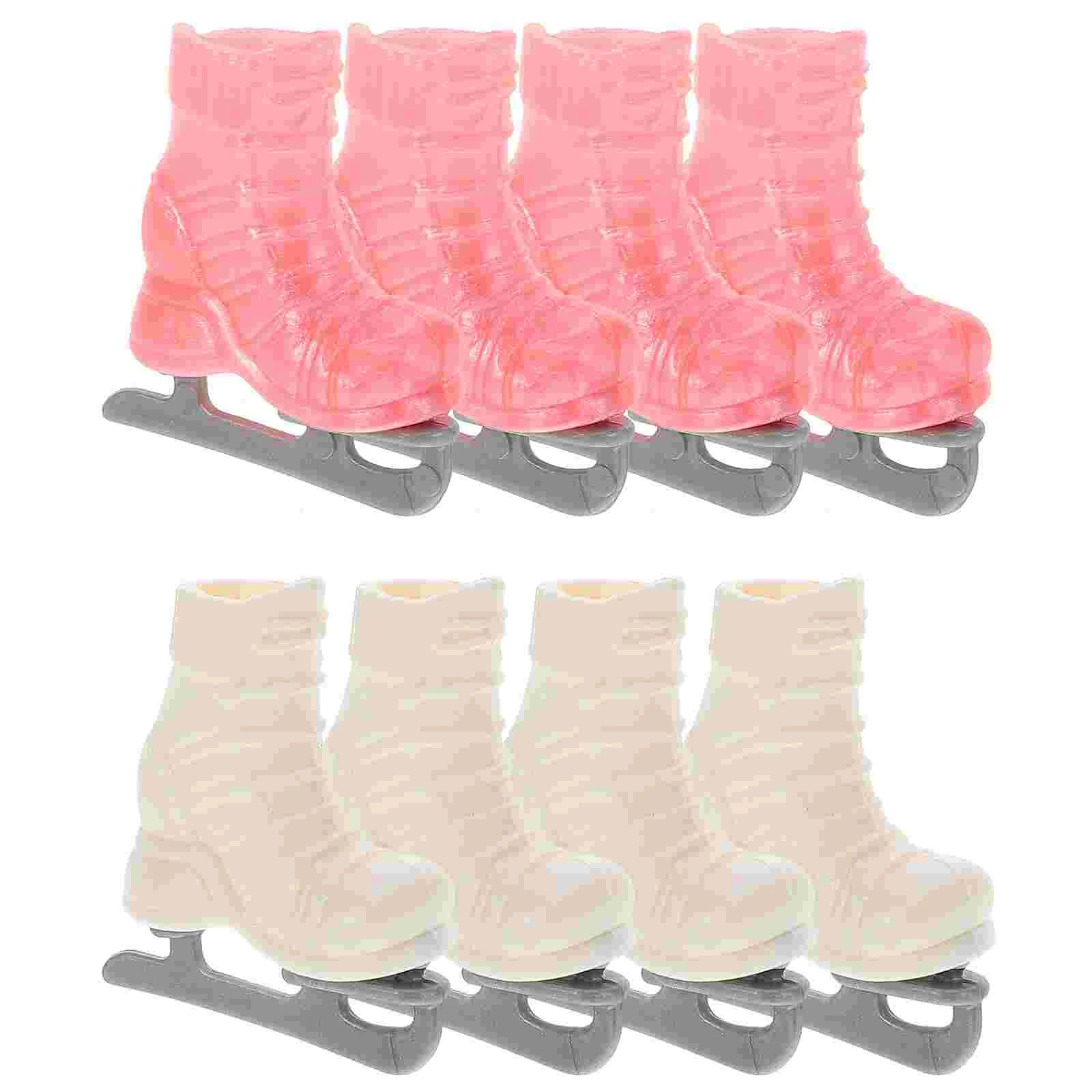 

4 Pairs Roller Skates Baby Dolls DIY Decor Toys Multicolor Supply Ice for Plastic Ornament Tiny House Mini