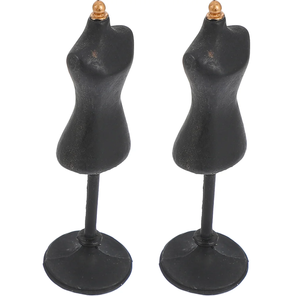 

2 Pcs Mini Mannequin Stand Clothes Rack Resin 1 6 Scale Black Color Sturdy Practical Family Interaction Creativity
