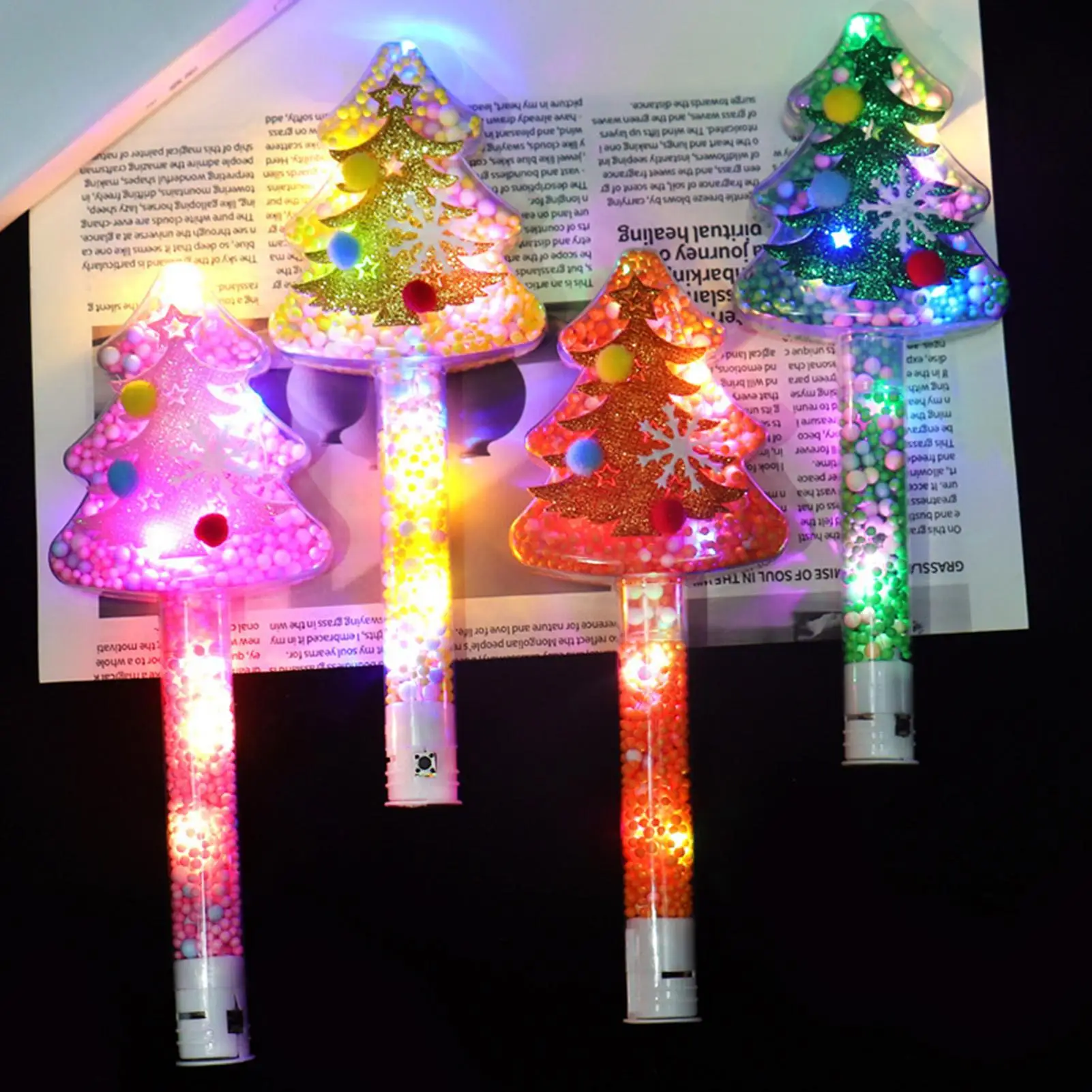 Christmas Light Up Wand Handheld Christmas Tree Wand Toys LED Glowing Toy Stick for Boys Girls Teens Hosts Home Apartment