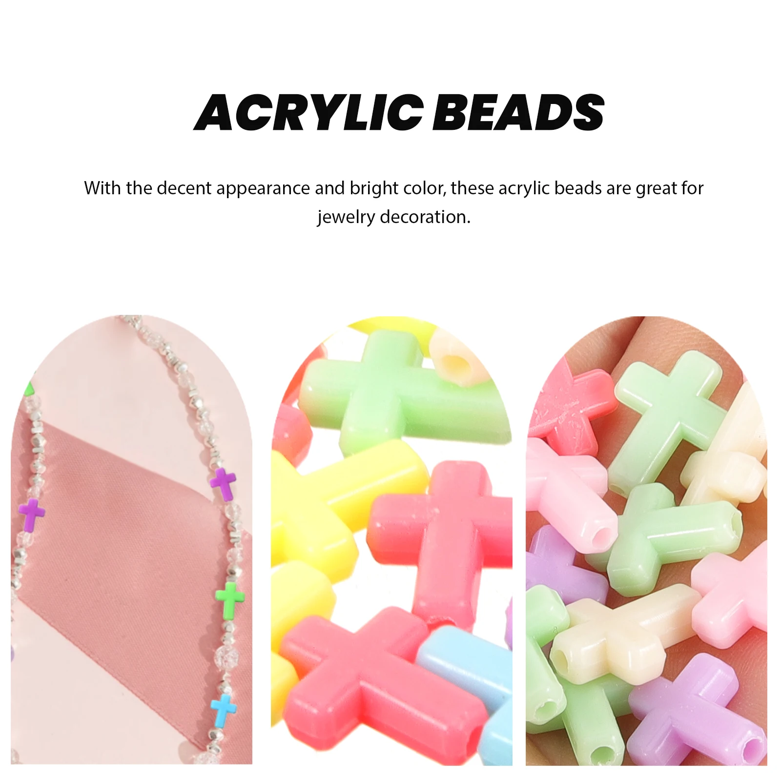 

200pcs Mixed Chunky Acrylic Cross Beads Pendant Charms For Necklace Jewelry Making Random Color Durable Healing Meditation Yoga