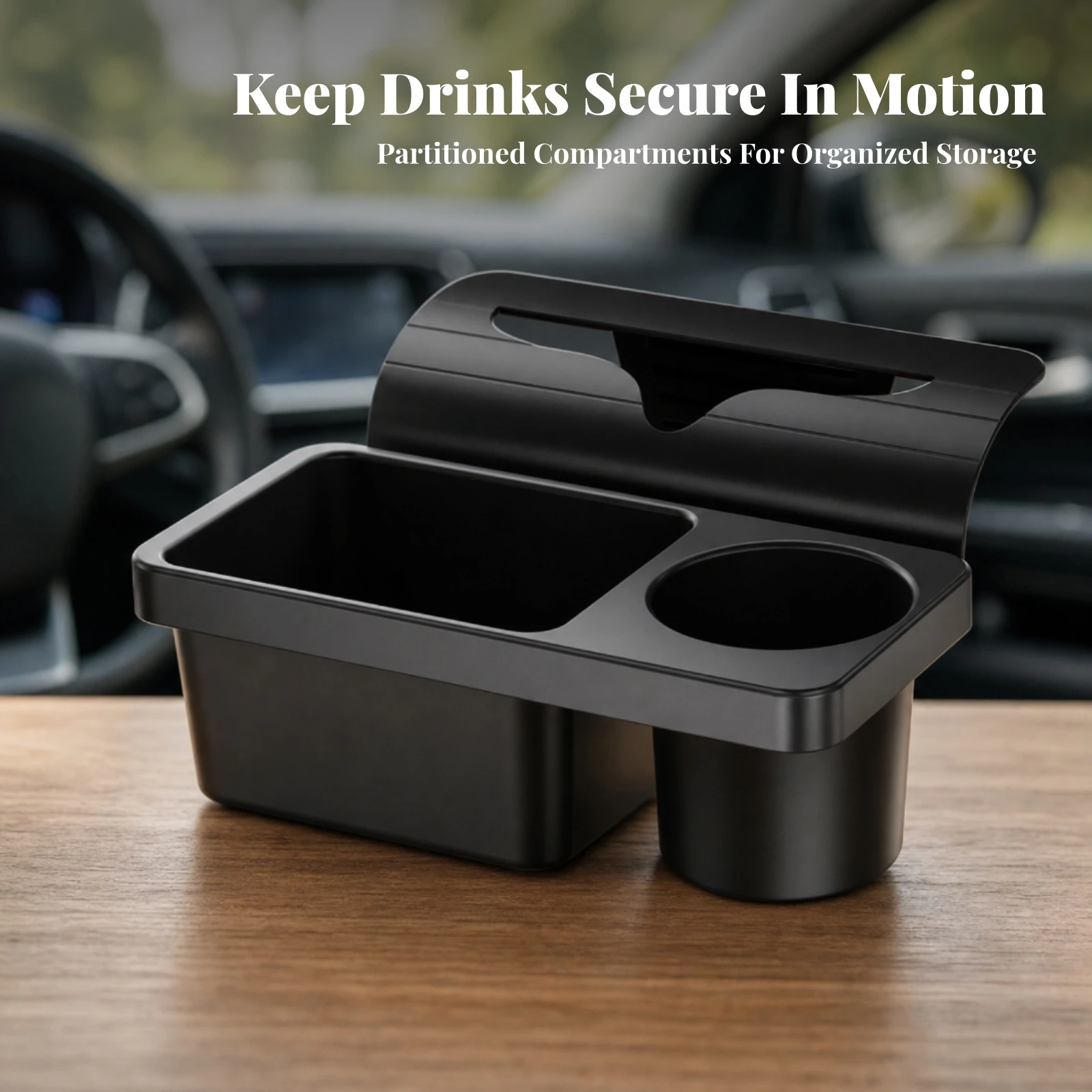 Car Door Storage Organizer with Cup Holder Multifunctional Car Door Hanging Storage Box Snap-on Compact for Drivers, Road Trips
