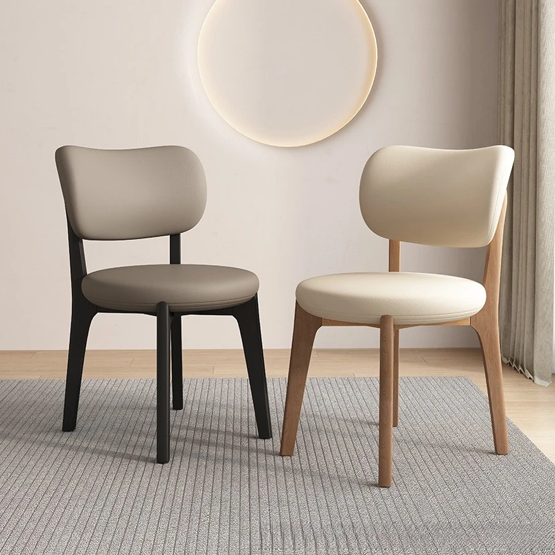 Modern minimalist solid wood dining chairs, household restaurant hotel chairs, upholstered back chairs, and sheep horn chairs