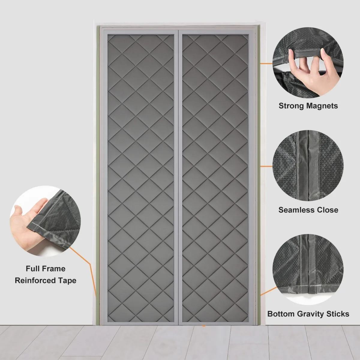 Waterproof Coldproof Door Screen Thicken Door Cutain with Cotton Warm Self-Closing Magnetic Screen Door in Winter for Household