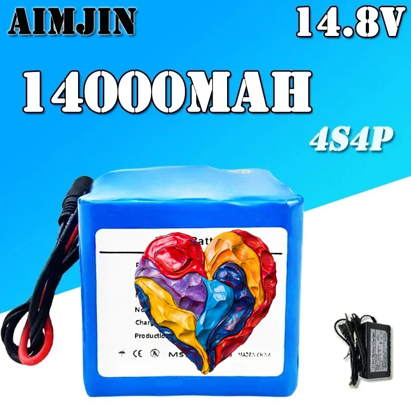 

AIMJIN 4S4P 14.8V 14Ah BMS Rechargeable Li-ion Battery Pack Is Widely Used in Scooters, Tricycles and Other Vehicles+ Charger 2A