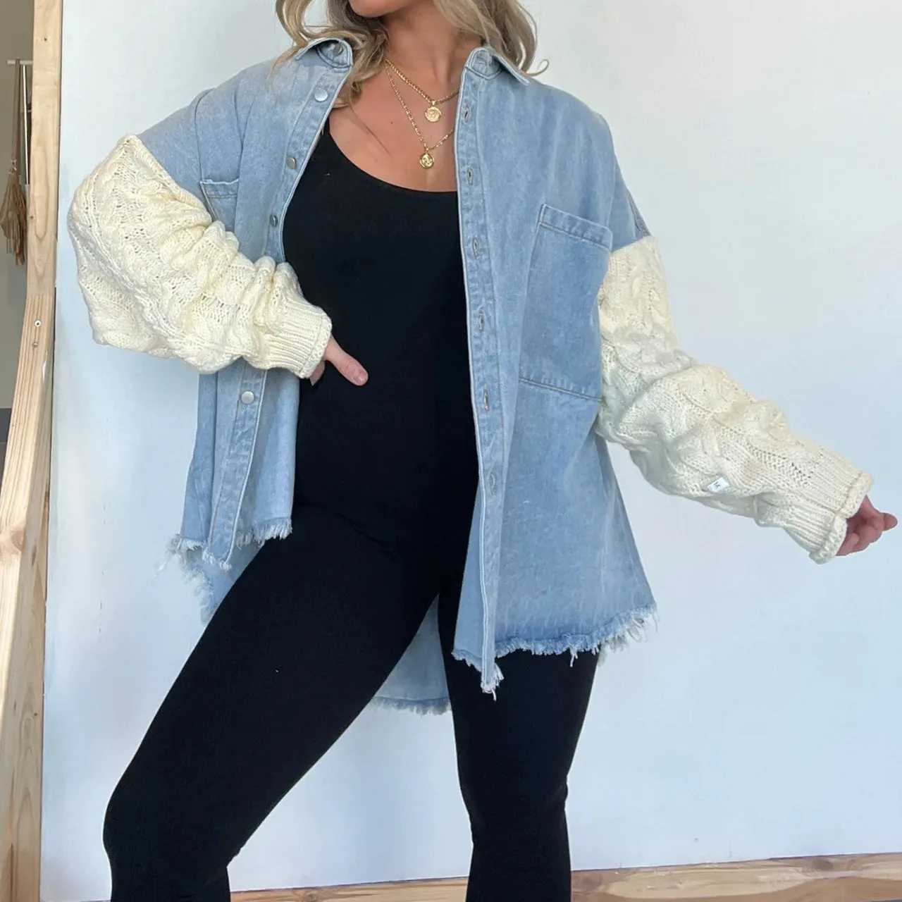 Jean Jas Dames Vintage Losse Patchwork Retro Mode Wollen Mouw Denim Damesjas Denim Jas Dames Chique Damesjassen