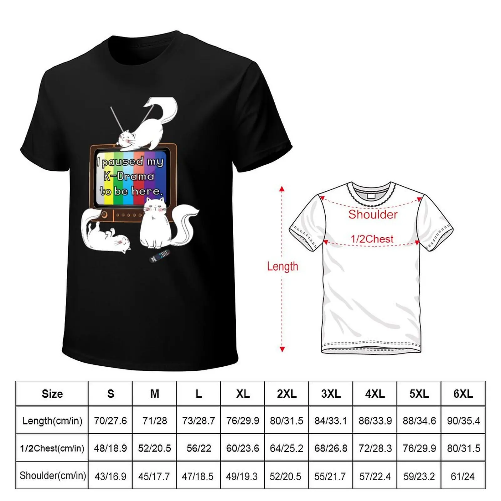 I Paused My K-Drama to be Here. T-Shirt Retro Style Print Casual Top