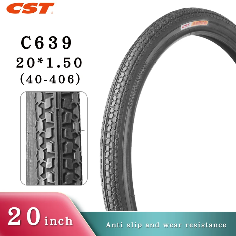 CST-Folding Bike Tire, BMX Bicycle Tire, Folding Car Tire, Small Wheel Diameter, 20Inch, 20x1.5, C639, 40-406