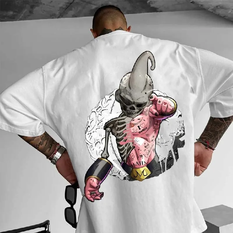 

Dragon Ball Fitness Wukong Свободная мужская футболка большого размера с коротким рукавом и специальный однотонный короткий рукав