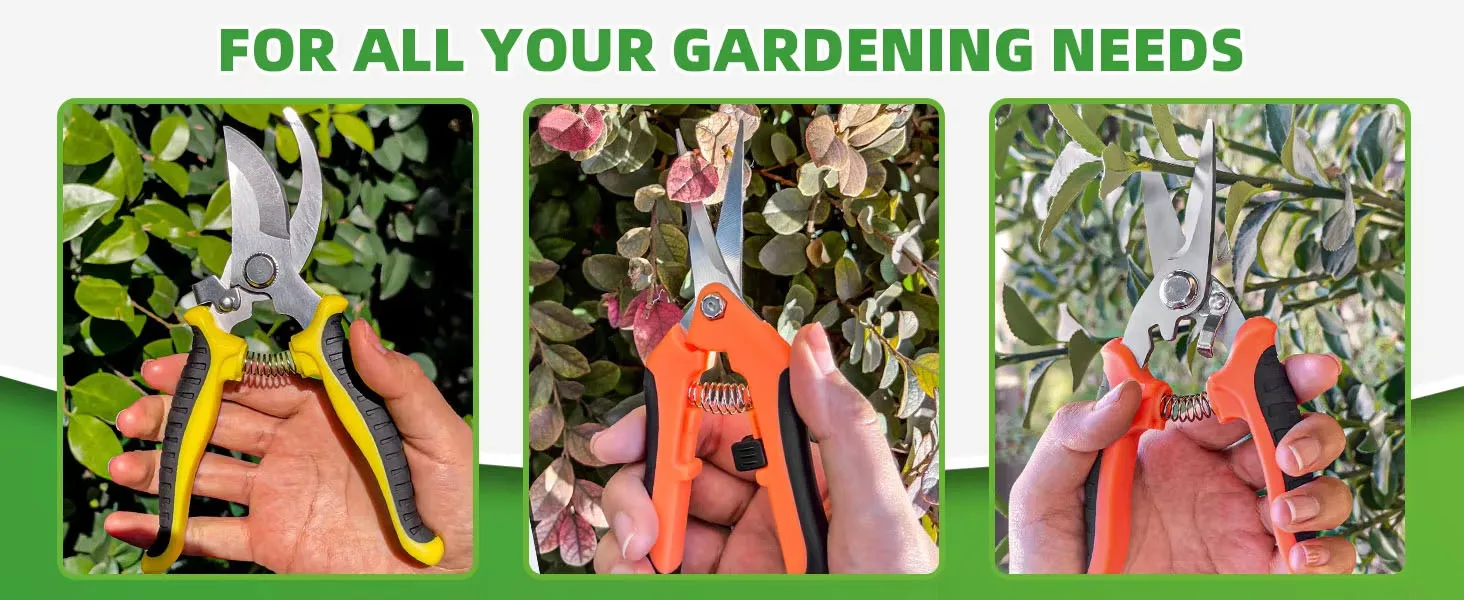 1/3-teiliges Gartenschere-Set, ergonomische, rutschfeste Griffe, Sicherheitsverriegelung, Gartenschere für Anfänger, zum Schneiden von Rosen und mehr – Detail 10