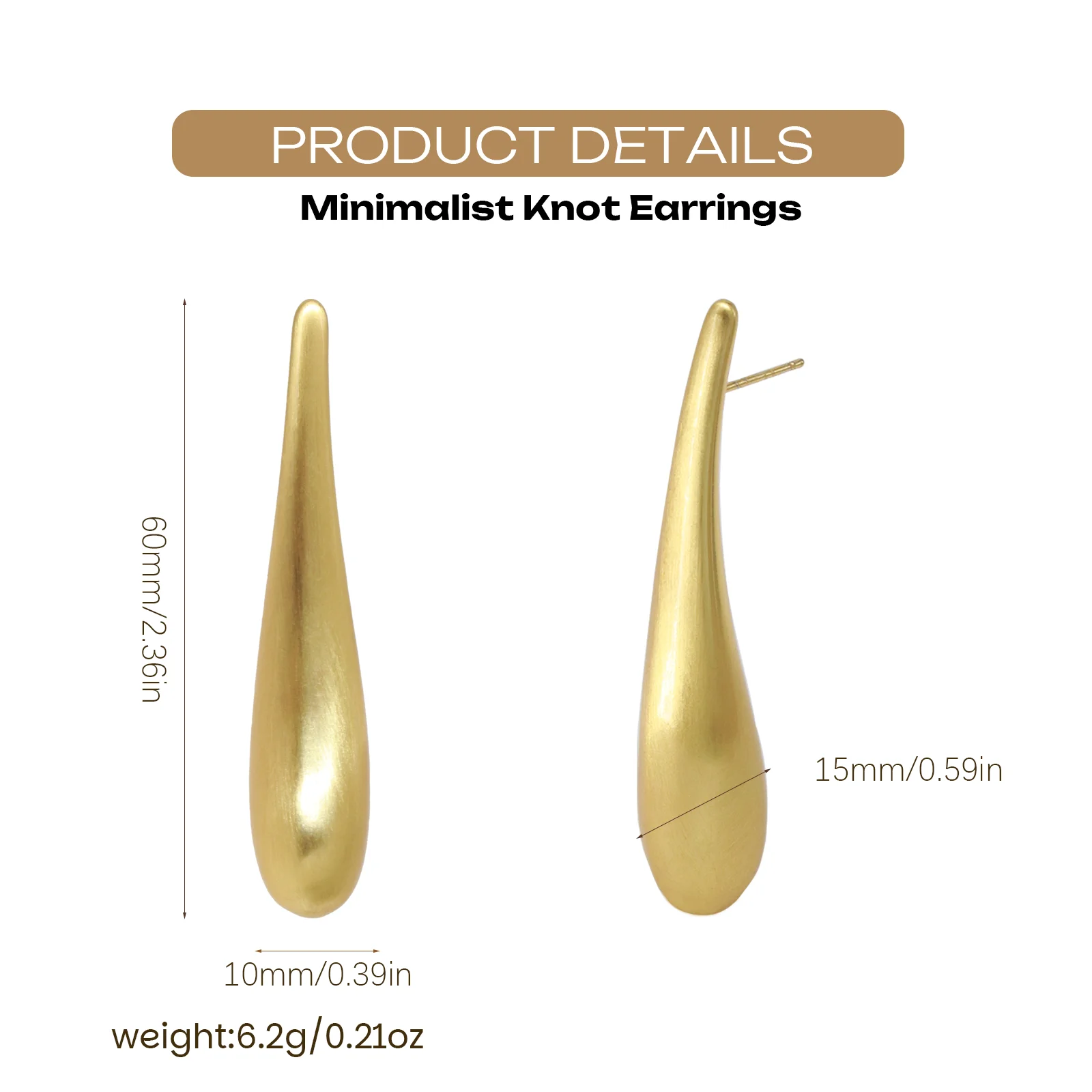 YTJX Design Long Water Drop Earrings For Women Hight Quality 18K Gold Plated Piercing Earrings Fashion Simple Party Jewelry Gift