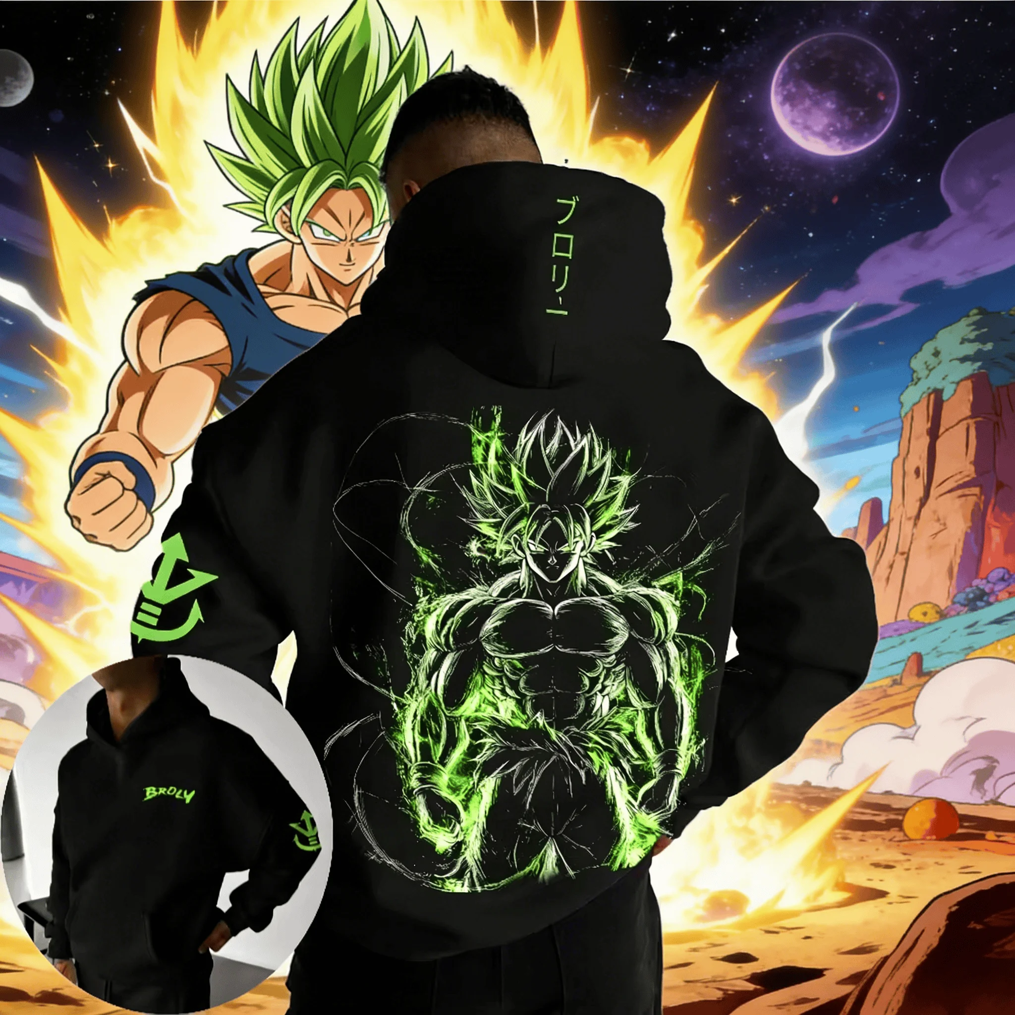 

Летняя толстовка с принтом Dragon Ball (Гоку, Гохан, Броли) 2026 года, мужская, оверсайз, повседневная, с капюшоном, аниме, свободный крой, унисекс, мягкая.