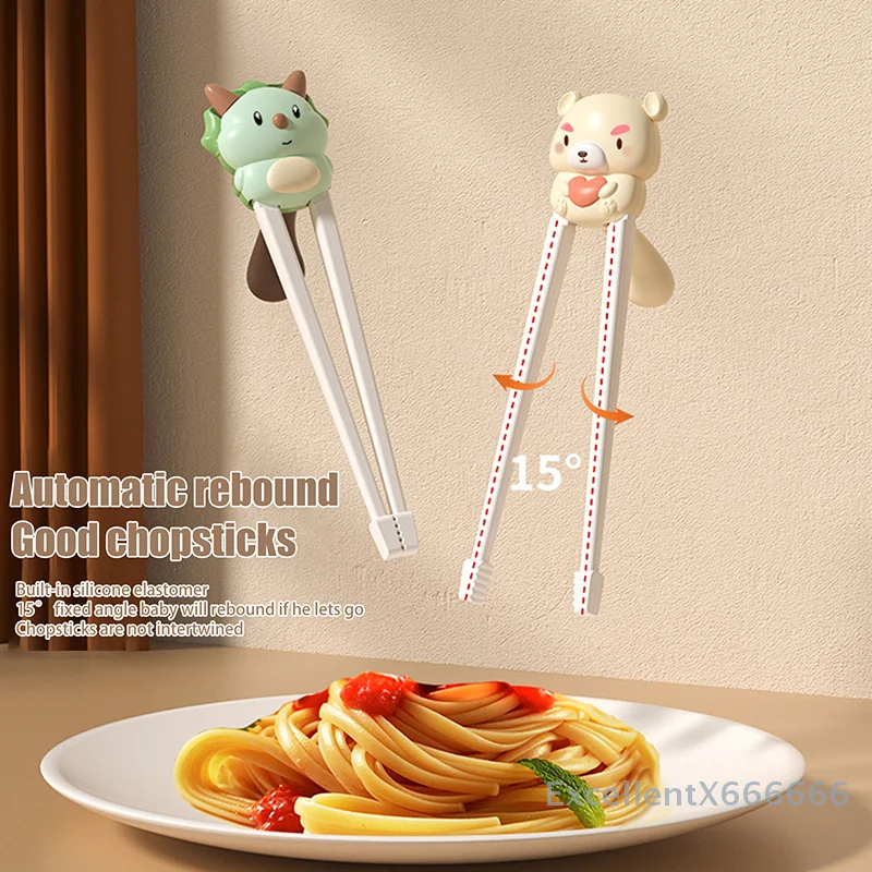 

Adorable Cartoon Bear Chopsticks for Kids; Interactive Learning Tableware