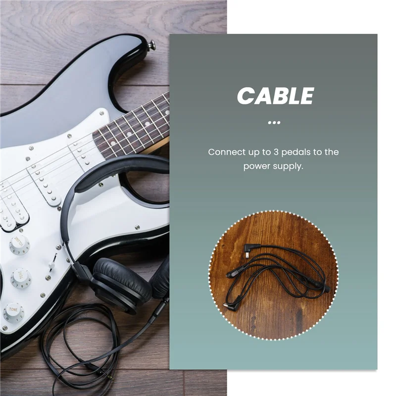 

AA75-Vitoos 3-ходовой электродный жгут проводов с ромашками, медный провод для гитарных эффектов, адаптер питания, разветвитель, черный