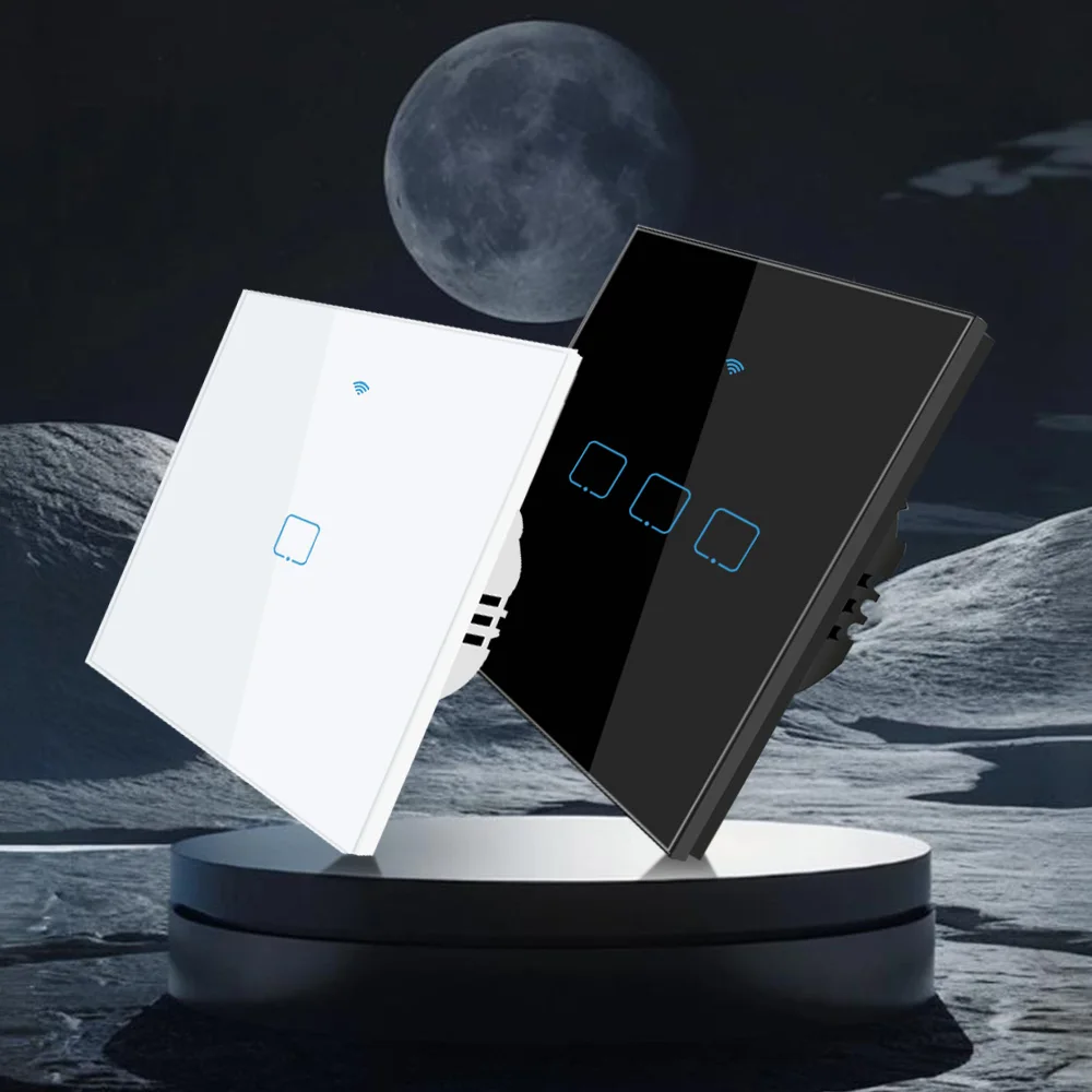 LiwoKit WiFi Smart Ewelink Light Switches EU Square Wall Touch Glass Panel Wireless Control By Alexa Google Home