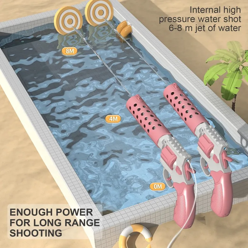 싱글 건 리볼버 자동 연속 배낭 물총, 어린이 소년 소녀 야외 물싸움 대용량 장난감, 신제품