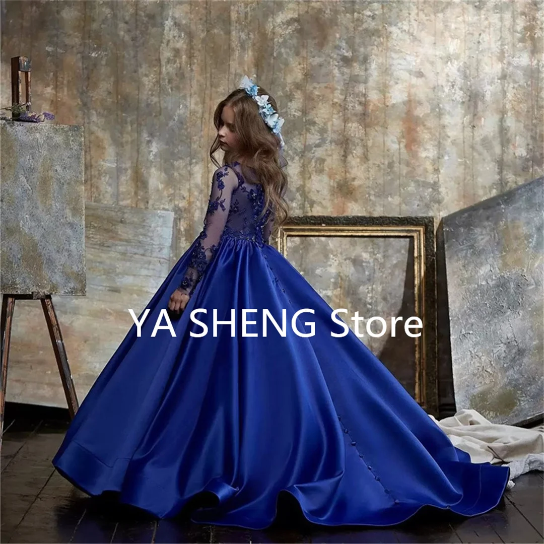

Flower Girl Dress Wedding Elegant Backless Bow Princess Children First Communion Party Ball Gowns