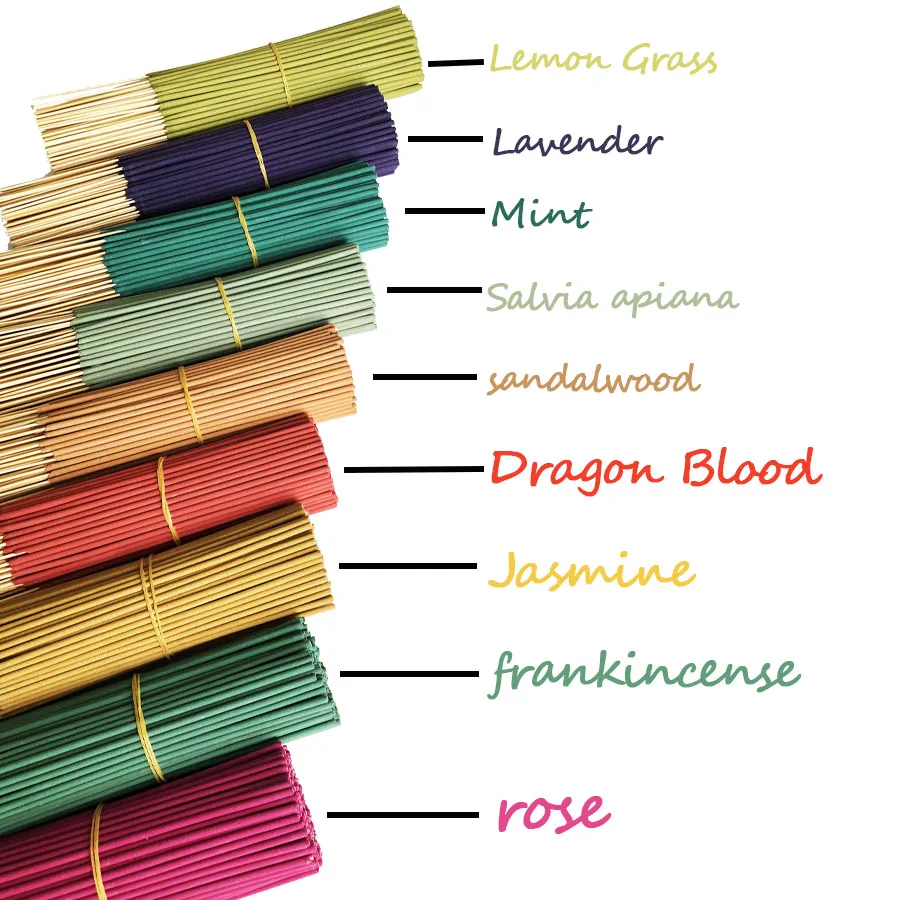 11 Clean Less Powder 22cm Flower and Grass Handmade Bamboo Stick Incense, Optional Jasmine Mint White Sage Rose Lavender Sandalwood Lemongrass Dragon Blood Flower Frankincense Cherry Blossom Vanilla Eucalyptus Mixed Fragrance, Suitable for Home Hotel Office Long-Lasting Fragrance to Remove Odor