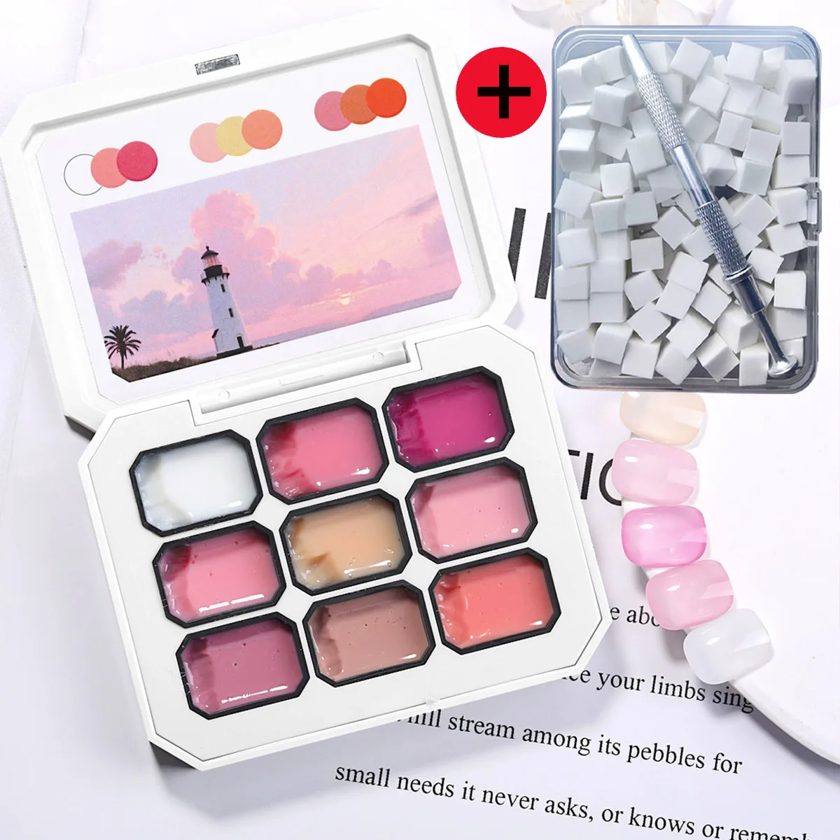 

1 комплект, 2 шт., твердый гель-лак для ногтей, вишневый цвет, розовый клей, УФ и светодиодный, для создания ногтей, 100 шт., губка, 1 шт., зажим для маникюрного салона «сделай сам»