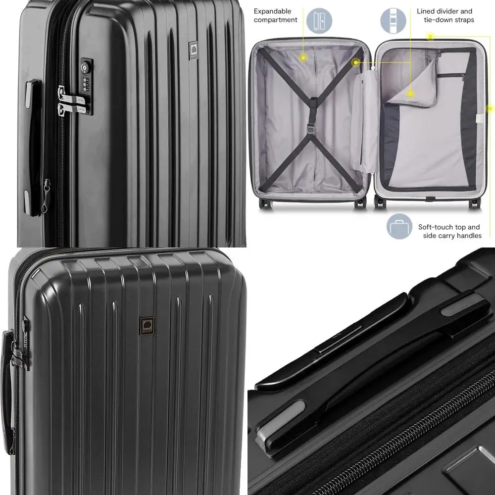 Expandable Hardside Spinner Luggage 21 Black, Titanium Paris Carry-On